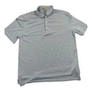 FENNEC Golf Polo Shirt Mens Size L Blue StripedNickel Sized Club Patch